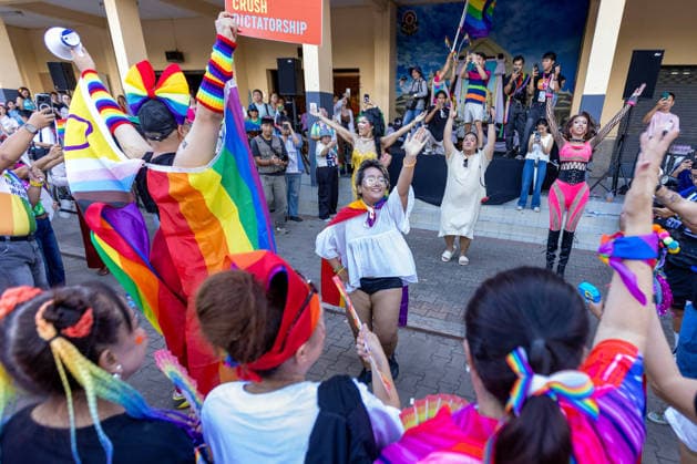 May 24, 2026, Chiang Mai, Thailand: Participants dance and raise rainbow flags during The Chiang Mai Pride Parade 2026 celebrations. The Chiang Mai Pride Parade 2026 took place in Chiang Mai, Thailand. Chiang Mai province holds Thailandis first Pride Month celebrations annually, promoting gender equality, diversity, and human rights as part of Pride Month activities in northern Thailand. Chiang Mai Thailand - ZUMAs197 20260524_aaa_s197_121 Copyright: xPongmanatxTasirix