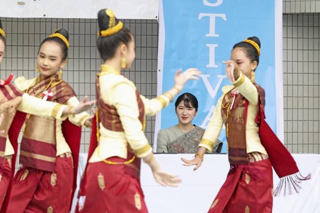 Princess Aiko at Lao festival Japan s Princess Aiko clad in traditional Lao costume watches a traditional dance at a Lao festival at Tokyo s Yoyogi Park on May 23, 2026. (Pool photo)  A14AA0005611066P
