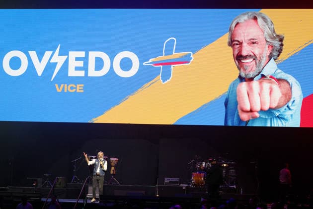 May 24, 2026, Bogota, Bogota D.C, Colombia: Colombian right-wing candidate Paloma Valencia s running mate Juan Daniel Oviedo takes part during the political campaign rally closure in Bogota s Movistar Arena may 24, 2026. Bogota Colombia - ZUMAvp1_ 20260524_zia_vp1_006 Copyright: xJorgexLondonox