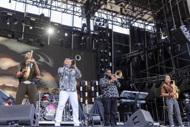 May 24, 2026, Napa, California, U.S: LOUIS NICKY TAYLOR, CHRIS PULLIAM, JERMAINE BRYSON and CURTIS FITZ WILLIAMS of Kool & The Gang during the BottleRock Music Festival in Napa, California Napa U.S  - ZUMAs135 20260524_zap_s135_007 Copyright: xDanielxDeSloverx