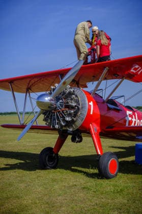 Wing Walker World Record Duxford, UK, 23, May,2026 98-year-old Harry Heasman, became the oldest person to wing walk on an aircraft with the feat officially recognised by Guinness World Records at IWM Duxford  Copyright: xJasonxByex NINTCHDBPICT001083536795