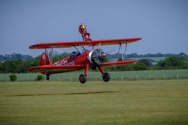 Wing Walker World Record Duxford, UK, 23, May,2026 98-year-old Harry Heasman, became the oldest person to wing walk on an aircraft with the feat officially recognised by Guinness World Records at IWM Duxford  Copyright: xJasonxByex NINTCHDBPICT001083536803