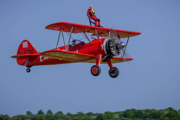 Wing Walker World Record Duxford, UK, 23, May,2026 98-year-old Harry Heasman, became the oldest person to wing walk on an aircraft with the feat officially recognised by Guinness World Records at IWM Duxford  Copyright: xJasonxByex NINTCHDBPICT001083536835