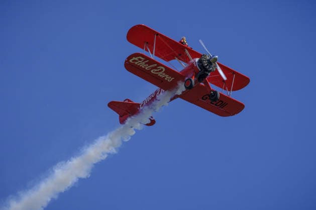 Wing Walker World Record Duxford, UK, 23, May,2026 98-year-old Harry Heasman, became the oldest person to wing walk on an aircraft with the feat officially recognised by Guinness World Records at IWM Duxford  Copyright: xJasonxByex NINTCHDBPICT001083536970