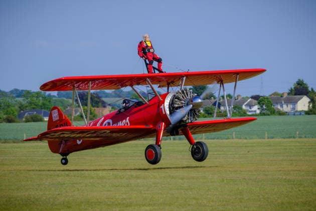 Wing Walker World Record Duxford, UK, 23, May,2026 98-year-old Harry Heasman, became the oldest person to wing walk on an aircraft with the feat officially recognised by Guinness World Records at IWM Duxford  Copyright: xJasonxByex NINTCHDBPICT001083536996