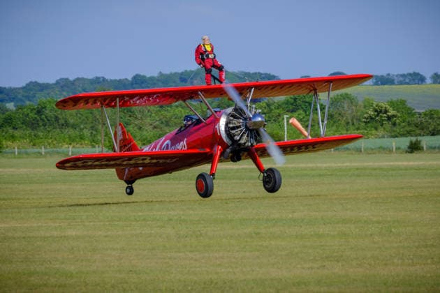 Wing Walker World Record Duxford, UK, 23, May,2026 98-year-old Harry Heasman, became the oldest person to wing walk on an aircraft with the feat officially recognised by Guinness World Records at IWM Duxford  Copyright: xJasonxByex NINTCHDBPICT001083537044