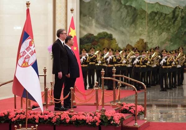China Serbia 9173082 25.05.2026 Serbian President Aleksandar Vucic, left, and Chinese President Xi Jinping attend a welcome ceremony, in Beijing, China. Alexey Tashchilin Sputnik Beijing China  Copyright: xAlexeyxTashchilinx