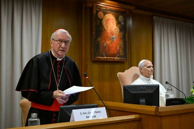 ITALY - POPE LEO XIV ATTENDS THE PRESENTATION OF HIS FIRST ENCYCLICAL LETTER MAGNIFICA HUMANITAS AT THE VATICAN - 2026 5 25 Italy, Rome, Vatican, 2026 5 25. Pope Leo XIV attends the presentation of his first Encyclical Letter Magnifica Humanitas focused on the rise of artificial intelligence, in The Vatican EDITORIAL USE ONLY - NO BOOKS Copyright: xVATICANxMEDIAx