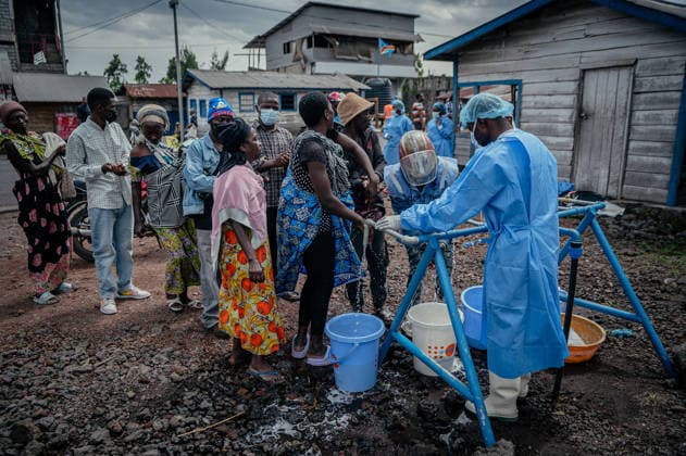 Ebola precautions continue in Democratic Republic of Congo GOMA, DEMOCRATIC REPUBLIC OF THE CONGO - MAY 25: Health workers carry out hand sanitizing, handwashing and temperature screening procedures for travelers at the Kanyaruchinya checkpoint near Goma as part of preventive measures against the Ebola virus in Goma, Democratic Republic of the Congo, on May 25, 2026. Stringer Anadolu Goma Democratic Republic of the Congo. Editorial use only. Please get in touch for any other usage.  Copyright: x2026xAnadoluxStringerx