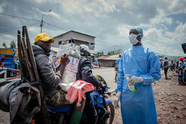 Ebola precautions continue in Democratic Republic of Congo GOMA, DEMOCRATIC REPUBLIC OF THE CONGO - MAY 25: Health workers carry out hand sanitizing, handwashing and temperature screening procedures for travelers at the Kanyaruchinya checkpoint near Goma as part of preventive measures against the Ebola virus in Goma, Democratic Republic of the Congo, on May 25, 2026. Stringer Anadolu Goma Democratic Republic of the Congo. Editorial use only. Please get in touch for any other usage.  Copyright: x2026xAnadoluxStringerx