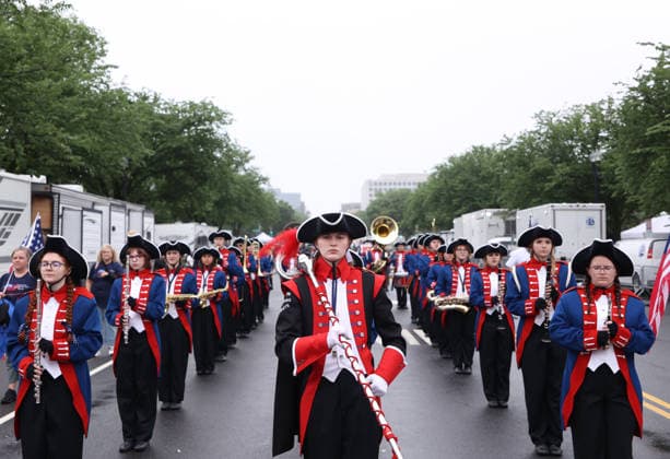 May 25, 2026, Washington, District Of Columbia, USA: Members of the Madison High School marching band take part in the National Memorial Day Parade on Constitution Avenue in Washington, DC, USA, on May 25, 2026. The parade has been held annually since 2005, marking its 21st anniversary. Washington USA  - ZUMAs337 20260525_znp_s337_037 Copyright: xGentxShkullakux