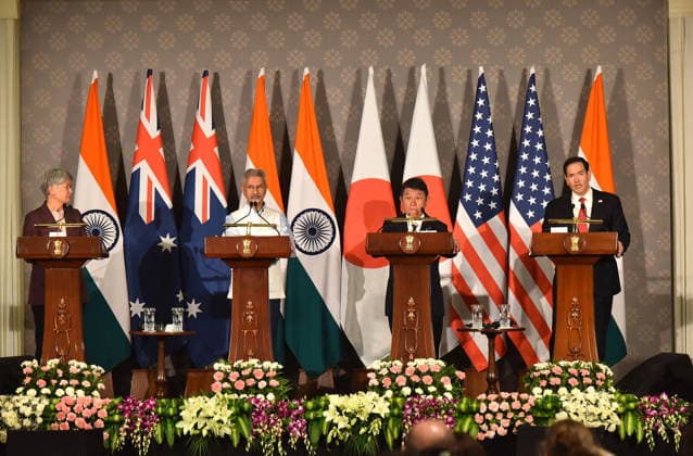 Wong - Jaishankar - Motegi - Rubio joint press conference in New Delhi NEW DELHI, INDIA - MAY 26: From (L-R) Australian Foreign Minister Penny Wong, Indian Minister of External Affairs Subrahmanyam Jaishankar, Japanese Foreign Minister Toshimitsu Motegi, and US Secretary of State Marco Rubio, attend a joint press conference following the Quad Foreign Ministers Meeting at the Hyderabad House, in New Delhi, India on May 26, 2026. Imtiyaz Khan Anadolu New Delhi India. Editorial use only. Please get in touch for any other usage.  Copyright: x2026xAnadoluxImtiyazxKhanx