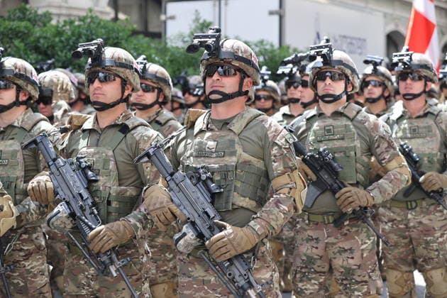 Georgia marks 108th anniversary of the founding of the republic TBILISI, GEORGIA - MAY 26: Georgian Army Soldiers attend the military parade to mark the 108th anniversary of the founding of the Republic of Georgia, in Tbilisi, Georgia on May 26, 2026. Davit Kachkachishvili Anadolu Tbilisi Georgia. Editorial use only. Please get in touch for any other usage.  Copyright: x2026xAnadoluxDavitxKachkachishvilix