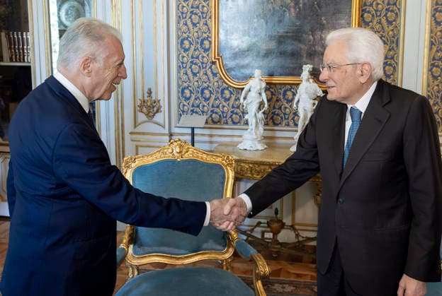 IPA85089102 - Rome - President Sergio Mattarella welcomes Piero Ferrari, Vice President - CEO of Ferrari Spa, during the presentation of the Ferrrari Luce, today May 25, 2026 (Photo by Paolo Giandotti - Press and Communication Office of the Presidency of the Republic) This is a private photo posted on social media or television media provided by this Agency. The Agency claims no ownership, including but not limited to copyright or licensing of the attached material. The fees charged by this Agency are for the Agency s services only and do not convey, nor are they intended to convey to you, any copyright or license ownership of the material. By posting this material you expressly agree to indemnify and hold harmless the Agency and its di  Copyright: xQuirinalex xFotogrammax xQuirinalex xFotogrammax 85089102