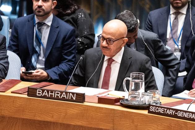 May 26, 2026, New York, New York, USA: Abdullatif bin Rashid Al Zayani, Minister for Foreign Affairs of Bahrain attends the Security Council meeting on Upholding the purposes and principles of the UN Charter and strengthening the UN-centered international system at UN Headquarters in New York, NY on May 26, 2026. China organized this meeting as it is a President of Security Council for the month of May. New York USA  - ZUMAr339 20260526_znp_r339_019 Copyright: xLevxRadinx