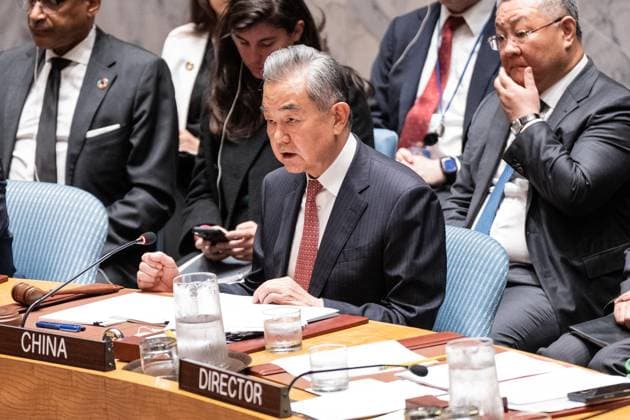 May 26, 2026, New York, New York, USA: Wang Yi, Member of the Political Bureau of the.CPC Central Committee and Minister for Foreign Affairs presides over the Security Council meeting on Upholding the purposes and principles of the UN Charter and strengthening the UN-centered international system at UN Headquarters in New York, NY on May 26, 2026. China organized this meeting as it is a President of Security Council for the month of May. New York USA  - ZUMAr339 20260526_znp_r339_024 Copyright: xLevxRadinx