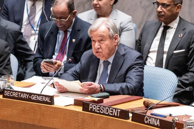 May 26, 2026, New York, New York, USA: Secretary-General Antonio Guterres speaks during the Security Council meeting on Upholding the purposes and principles of the UN Charter and strengthening the UN-centered international system at UN Headquarters in New York, NY on May 26, 2026. China organized this meeting as it is a President of Security Council for the month of May. New York USA  - ZUMAr339 20260526_znp_r339_023 Copyright: xLevxRadinx