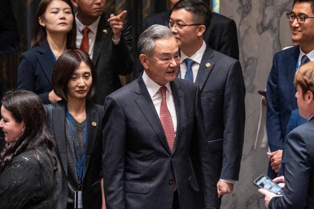 May 26, 2026, New York, New York, USA: Wang Yi, Member of the Political Bureau of the CPC Central Committee and Minister for Foreign Affairs of China arrives for the Security Council meeting on Upholding the purposes and principles of the UN Charter and strengthening the UN-centered international system at UN Headquarters in New York, NY on May 26, 2026. China organized this meeting as it is a President of Security Council for the month of May. New York USA  - ZUMAr339 20260526_znp_r339_012 Copyright: xLevxRadinx