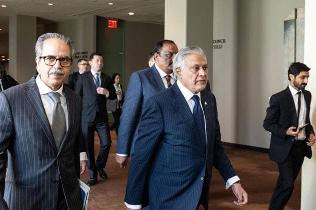 May 26, 2026, New York, New York, USA: Mohammad Ishaq Dar, Deputy Prime Minister and Minister for Foreign Affairs of Pakistan arrives for the Security Council meeting on Upholding the purposes and principles of the UN Charter and strengthening the UN-centered international system at UN Headquarters in New York, NY on May 26, 2026. China organized this meeting as it is a President of Security Council for the month of May. New York USA  - ZUMAr339 20260526_znp_r339_001 Copyright: xLevxRadinx
