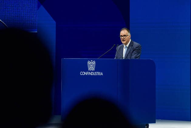 Italian institutional, political, and trade union leaders gather for the Confindustria Annual Assembly in Rome President of Confindustria Emanuele Orsini speaks during the Annual Assembly in Rome. Rome Italy Copyright: xVincenzoxNuzzolesex xSOPAxImagesx vnuzzolese_2026_05_26_24