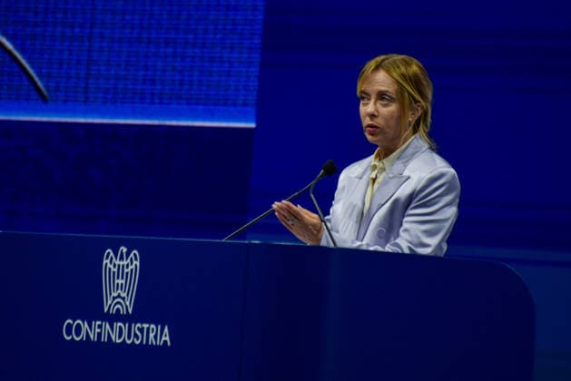 Italian institutional, political, and trade union leaders gather for the Confindustria Annual Assembly in Rome President of the Council of Ministers Giorgia Meloni speaks during the Confindustria Annual Assembly in Rome. Rome Italy Copyright: xVincenzoxNuzzolesex xSOPAxImagesx vnuzzolese_2026_05_26_32