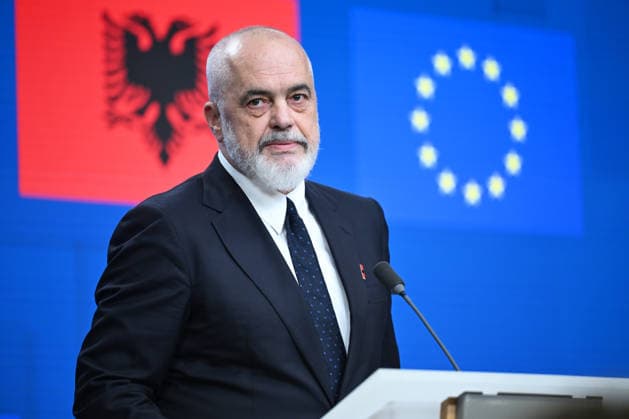 The 8th EU-Albania Accession Conference in Brussels BRUSSELS, BELGIUM - MAY 26: Albanian Prime Minister Edi Rama, Deputy Minister for European Affairs of the Republic of Cyprus Marilena Raouna, and European Commissioner for Enlargement Marta Kos hold a joint press conference after attending the 8th EU-Albania Accession Conference in Brussels, Belgium, on May 26, 2026. Dursun Aydemir Anadolu Brussels Belgium. Editorial use only. Please get in touch for any other usage.  Copyright: x2026xAnadoluxDursunxAydemirx