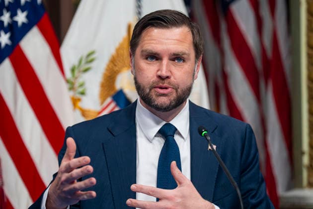 Vice President JD Vance speaks during a roundtable on anti-fraud initiatives in the Indian Treaty Room in the Eisenhower Executive Building near the White House in Washington, DC on Tuesday, May 26, 2026.  WAP20260526303 BONNIExCASH