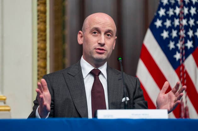 White House Chief of Staff for Policy Stephen Miller speaks during a roundtable on anti-fraud initiatives in the Indian Treaty Room in the Eisenhower Executive Building near the White House in Washington, DC on Tuesday, May 26, 2026.  WAP20260526313 BONNIExCASH