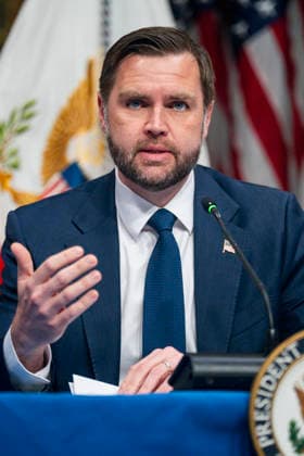 Vice President JD Vance speaks during a roundtable on anti-fraud initiatives in the Indian Treaty Room in the Eisenhower Executive Building near the White House in Washington, DC on Tuesday, May 26, 2026.  WAP20260526316 BONNIExCASH