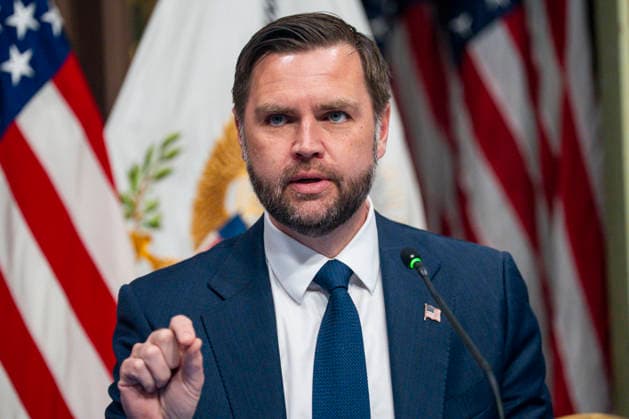 Vice President JD Vance speaks during a roundtable on anti-fraud initiatives in the Indian Treaty Room in the Eisenhower Executive Building near the White House in Washington, DC on Tuesday, May 26, 2026.  WAP20260526319 BONNIExCASH