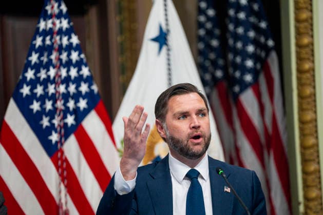 Vice President JD Vance speaks during a roundtable on anti-fraud initiatives in the Indian Treaty Room in the Eisenhower Executive Building near the White House in Washington, DC on Tuesday, May 26, 2026.  WAP20260526320 BONNIExCASH
