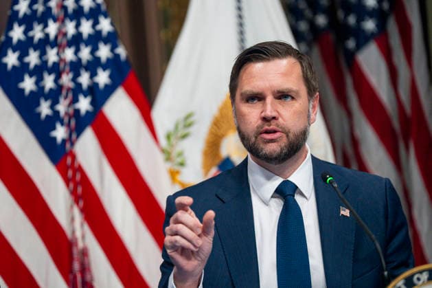 Vice President JD Vance speaks during a roundtable on anti-fraud initiatives in the Indian Treaty Room in the Eisenhower Executive Building near the White House in Washington, DC on Tuesday, May 26, 2026.  WAP20260526321 BONNIExCASH