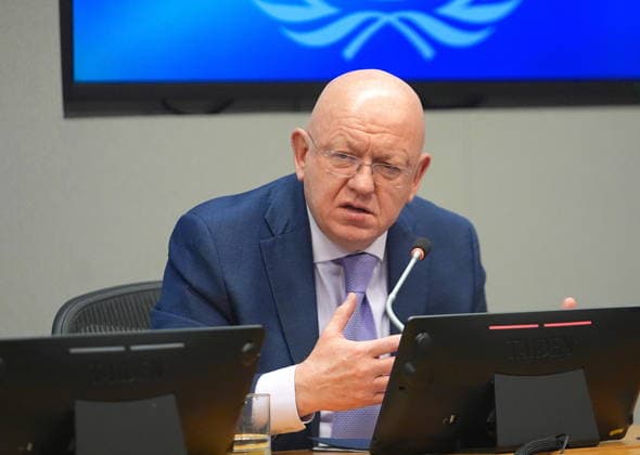Russian Ambassador Nebenzia briefs the press at the UN NEW YORK CITY, UNITED STATES - MAY 26: Russian Ambassador Vassily Nebenzia, Permanent Representative of the Russian Federation to the United Nations, briefs the press, on May 26, 2026, in New York, U.S. Selcuk Acar Anadolu New York United States. Editorial use only. Please get in touch for any other usage.  Copyright: x2026xAnadoluxSelcukxAcarx