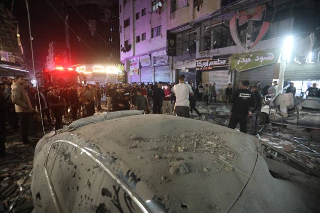 Palestinians inspect Israeli airstrike site in Gaza City Palestinians gather in a street to inspect the site of an Israeli airstrike on a residential building in Gaza City, on May 26, 2026. Photo by Belal Osama apaimages Gaza Gaza Strip Palestinian Territory 260526_Gaza_BO_2_00(6) Copyright: xapaimagesxBelalxOsamax xapaimagesx