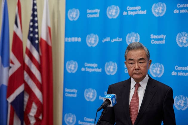 May 26, 2026, New York, New York, USA: Chinese Foreign Minister WANG YI speaks to reporters during a press encounter at the Security Council stakeout at U.N. Headquarters. New York USA  - ZUMA 20260526_mda_s237_347 Copyright: xMarkxJxSullivanx