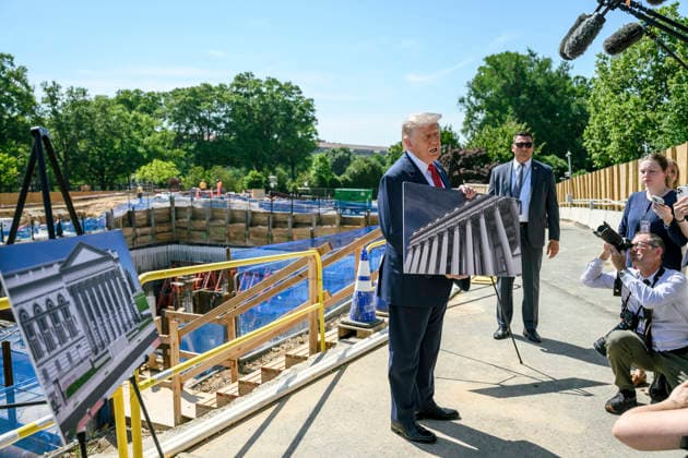 May 26, 2026, Washington, Dc, United States of America: U.S. President Donald Trump, delivers remarks during and impromptu press conference at the construction site for the ballroom that was once the East Wing of the White House, May 19, 2026 in Washington, D.C. Washington United States of America - ZUMAp138 20260526_zaa_p138_052 Copyright: xJoycexN.xBoghosian WhitexHousex