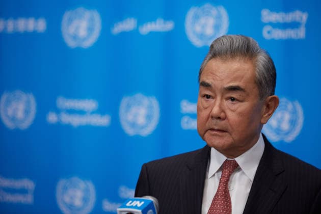 May 26, 2026, New York, New York, USA: Chinese Foreign Minister WANG YI speaks to reporters during a press encounter at the Security Council stakeout at U.N. Headquarters. New York USA - ZUMA 20260526_mda_s237_348 Copyright: xMarkxJxSullivanx