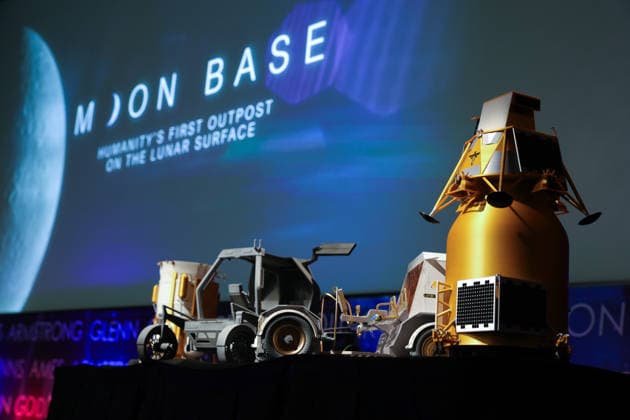 May 26, 2026, Washington, District Of Columbia, USA: Lunar technology models are displayed at a press conference announcing Moon Base plans and mission progress at NASA Headquarters in Washington, D.C. on May 26, 2026. NASA s Moon Base program is a long-term lunar exploration and infrastructure initiative designed to enable sustained human presence at the lunar South Pole. Washington USA - ZUMAd227 20260526_znp_d227_055 Copyright: xBryanxDozierx