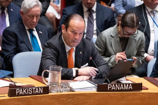 May 26, 2026, New York, New York, USA: Javier MartoÅ’nez-Acha Vasquez, Minister for Foreign Affairs of Panama speaks during Security Council meeting on Upholding the purposes and principles of the UN Charter and strengthening the UN-centered international system at UN Headquarters in New York, NY on May 26, 2026. China organized this meeting as it is a President of Security Council for the month of May. New York USA  - ZUMAr339 20260526_znp_r339_030 Copyright: xLevxRadinx