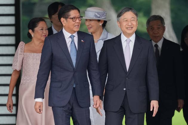 Philippine President Ferdinand ‘Bongbong’ Marcos visits Tokyo TOKYO, JAPAN - MAY 27: (----EDITORIAL USE ONLY MANDATORY CREDIT - EUGENE HOSHIKO POOL AP - NO MARKETING NO ADVERTISING CAMPAIGNS - DISTRIBUTED AS A SERVICE TO CLIENTS----) Japanese Emperor Naruhito and Empress Masako welcome Philippine President Ferdinand Marcos Jr. and first lady Liza Araneta-Marcos during a welcome ceremony at the Imperial Palace in Tokyo, Wednesday, May 27, 2026. Eugene Hoshiko AP POOL Anadolu Tokyo Japan. Editorial use only. Please get in touch for any other usage.  Copyright: x2026xAnadoluxEugenexHoshiko AP POOLx