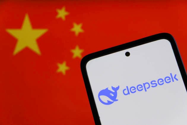 Deepseek AI Logo Photo Illustrations in Indonesia - 27 May 2026 In this photo illustration, the China Artificial Intelligence Deepseek logo is displayed on a smartphone with Flag Of China in the background. Indonesia Copyright: xAlgixFebrixSugitax xSOPAxImagesx AFS_DeepseekLogoPhotoIlustrations_6