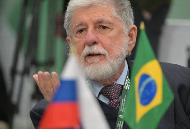Russia International Security Forum 9174460 27.05.2026 Special Advisor to the President of Brazil for Foreign Policy Celso Amorim attends a meeting with Russian Security Council Secretary Sergei Shoigu held as part of the 1st International Security Forum (ISF) at Live Arena, outside Moscow, Russia. Alexey Nikolskiy Sputnik Moscow region Russia  Copyright: xAlexeyxNikolskiyx