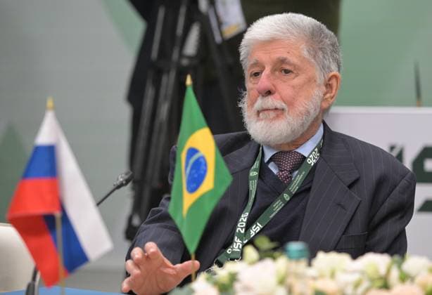 Russia International Security Forum 9174463 27.05.2026 Special Advisor to the President of Brazil for Foreign Policy Celso Amorim attends a meeting with Russian Security Council Secretary Sergei Shoigu held as part of the 1st International Security Forum (ISF) at Live Arena, outside Moscow, Russia. Alexey Nikolskiy Sputnik Moscow region Russia  Copyright: xAlexeyxNikolskiyx