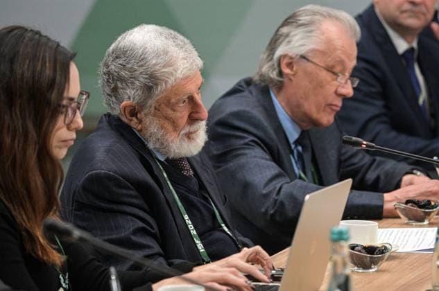 Russia International Security Forum 9174477 27.05.2026 Special Advisor to the President of Brazil for Foreign Policy Celso Amorim attends a meeting with Russian Security Council Secretary Sergei Shoigu held as part of the 1st International Security Forum (ISF) at Live Arena, outside Moscow, Russia. Alexey Nikolskiy Sputnik Moscow region Russia  Copyright: xAlexeyxNikolskiyx