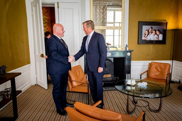 27-05-2026 HtB King Willem-Alexander during a meetng with Mr. Thierry A.A. Aartsen BA, Minister of Employment and Participation at palace Huis ten Bosch in The Hague. Â  Copyright: xPPEx