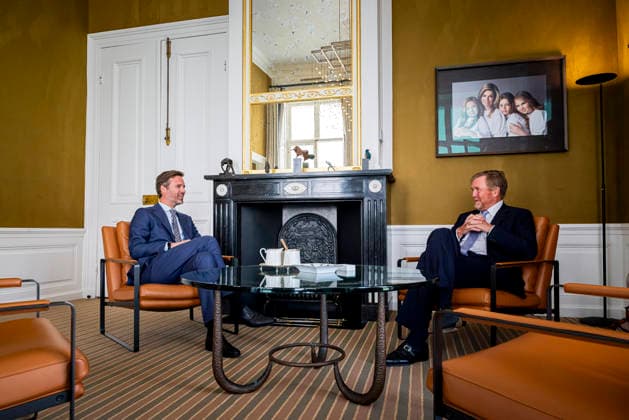 27-05-2026 HtB King Willem-Alexander during a meetng with Mr. Sjoerd W. Sjoerdsma, Minister of Foreign Trade and Development Cooperation at palace Huis ten Bosch in The Hague. Â  Copyright: xPPEx