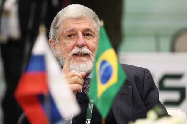 RUSSIA, MOSCOW REGION - MAY 27, 2026: Chief Special Advisor to the President of Brazil for Foreign Policy Celso Amorim during a meeting with Russian Security Council Secretary Sergei Shoigu on the sidelines of the 1st International Security Forum Russia  - ZUMAt113 20260527_zaa_t113_386 Copyright: xValeryxSharifulinx