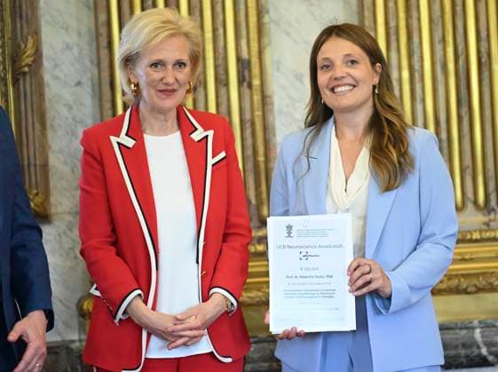 Princess Astrid presents the 2026 F.M.R.E. scientific awards BRUSSELS, BELGIUM - MAY 27 : Princess Astrid, Honorary President of the Queen Elisabeth Medical Foundation (F.M.R.E.), attends an academic session of the foundation at the Royal Palace and officially presents the F.M.R.E. 2026 scientific awards to the winners: 1) UCB Neuroscience Award : Prof. Dr. Abertini Giulia (KU Leuven), on May 27, 2026 in Brussels, Belgium, 27 05 2026 Brussels Belgium  Copyright: xDidierxLebrunx