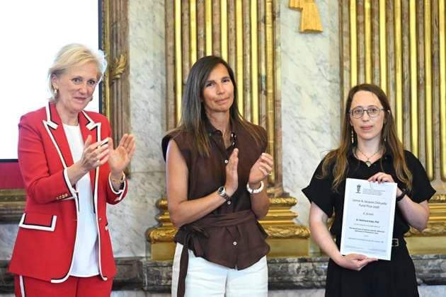 Princess Astrid presents the 2026 F.M.R.E. scientific awards BRUSSELS, BELGIUM - MAY 27 : Princess Astrid, Honorary President of the Queen Elisabeth Medical Foundation (F.M.R.E.), attends an academic session of the foundation at the Royal Palace and officially presents the F.M.R.E. 2026 scientific awards to the winners: 3) Janine and Jacques Delruelle Fund Prize : Dr. Reinhard Katja (KU Leuven - VIB), on May 27, 2026 in Brussels, Belgium, 27 05 2026 Brussels Belgium  Copyright: xDidierxLebrunx