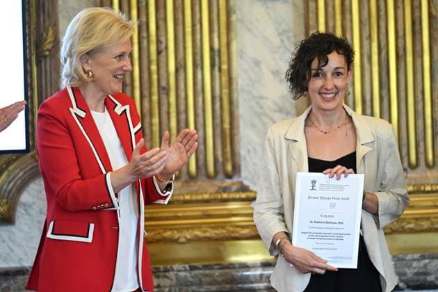 Princess Astrid presents the 2026 F.M.R.E. scientific awards BRUSSELS, BELGIUM - MAY 27 : Princess Astrid, Honorary President of the Queen Elisabeth Medical Foundation (F.M.R.E.), attends an academic session of the foundation at the Royal Palace and officially presents the F.M.R.E. 2026 scientific awards to the winners: 4) Ernest Solvay Prize : Dr. Mattioni Stefania (UGent) on May 27, 2026 in Brussels, Belgium, 27 05 2026 Brussels Belgium  Copyright: xDidierxLebrunx
